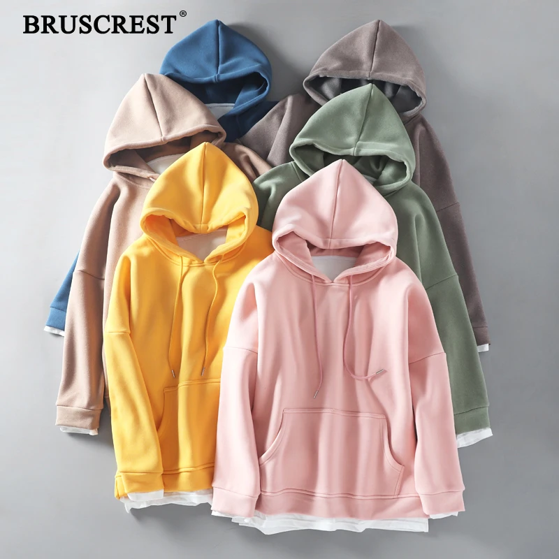 

2020 Winter Fall vintage sweatshirt women pullover vintage oversized hoodies women kawaii hoodie fake 2 pieces kawaii clothes