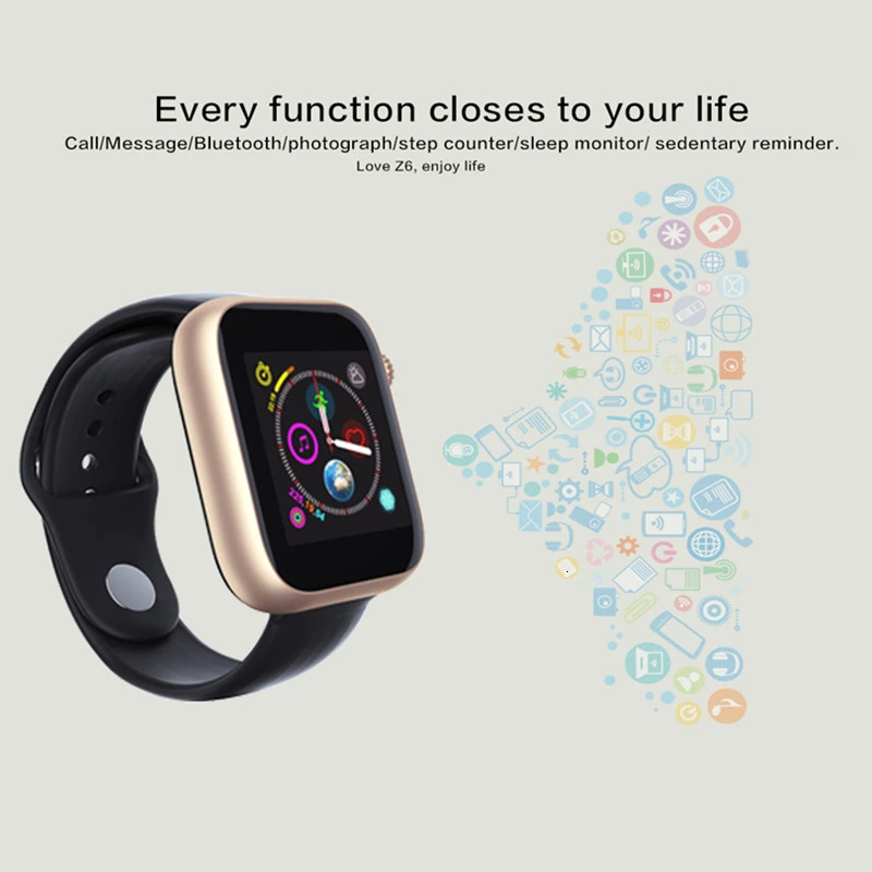 

New Z6 Bluetooth Smart Watch Sleep Monitor Video Player Clock Smartwatch Support 2G SIM TF Card Camera Music Player Watches EH#