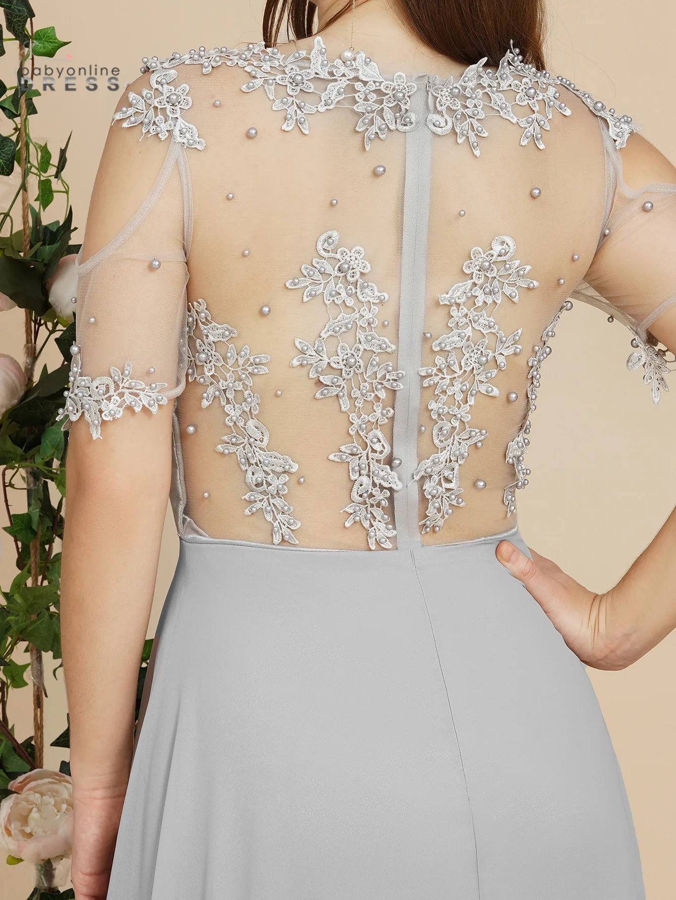 Длинные Выпускные платья с аппликацией жемчужное Прозрачное платье на спине