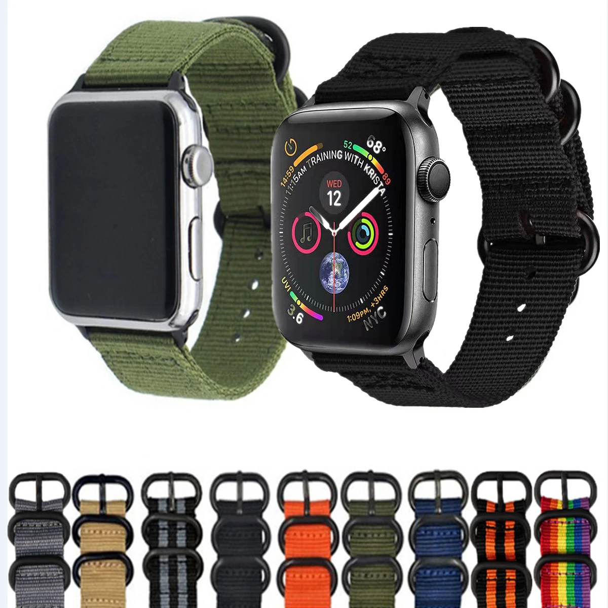 Ремешок нейлоновый мягкий для apple watch band 44 мм 40 45 41 42 38 цветной браслет iWatch series 4 5 6 se