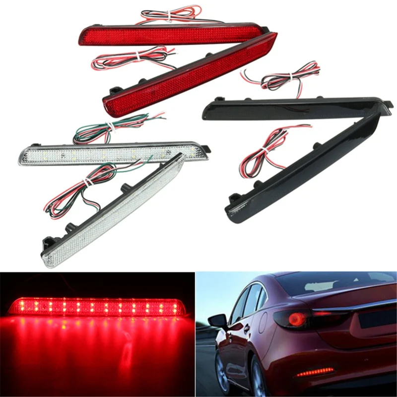 2x 24LED Rear Bumper Reflectors Tail Brake Stop Running Turning Light For Mazda 3 04-09 Parking Warning Night Driving Fog Lamp | Автомобили