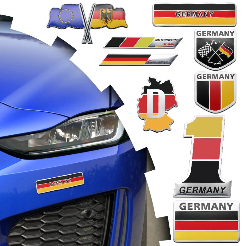 

Auto Motorcycle Exterior Refit Accessories Germany National Flag German Emblem Aluminum Car Stickers For Opel Benz Ford Focus 2
