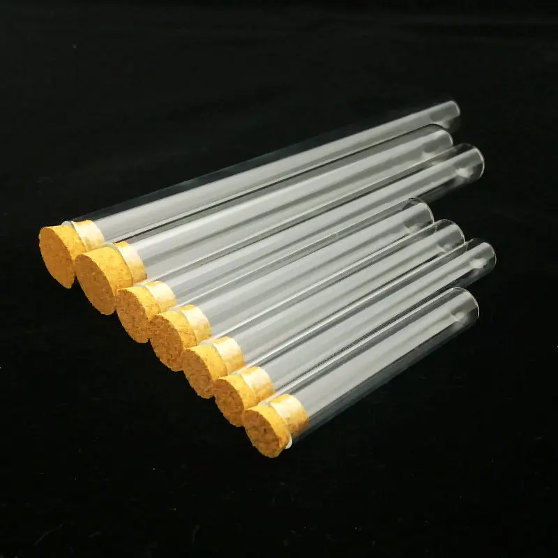 20pcs/lot DIA 12mm to 18mm  transparent round bottom glass test tube with cork stopper Used for chemical reaction experiments