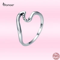 bamoer 925 sterling silver geometric simple irregular rings for women dazzling zircon romantic anniversary jewelry gift gxr378