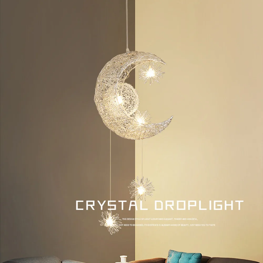 Подвесная лампа в виде Луны алюминиевый светильник без ржавчины креативный для