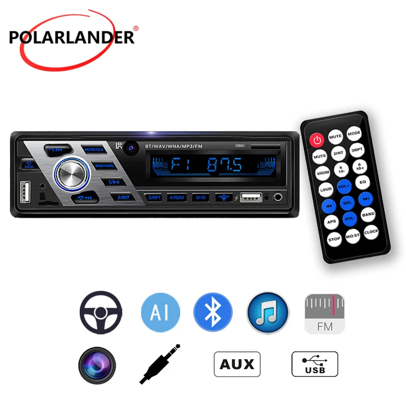

Battery TF Card Playback Hardware Plastic FM AI Voice AUX Dudio Playback Car MP3 Player Bluetooth U Disk IOS 12V 530AI