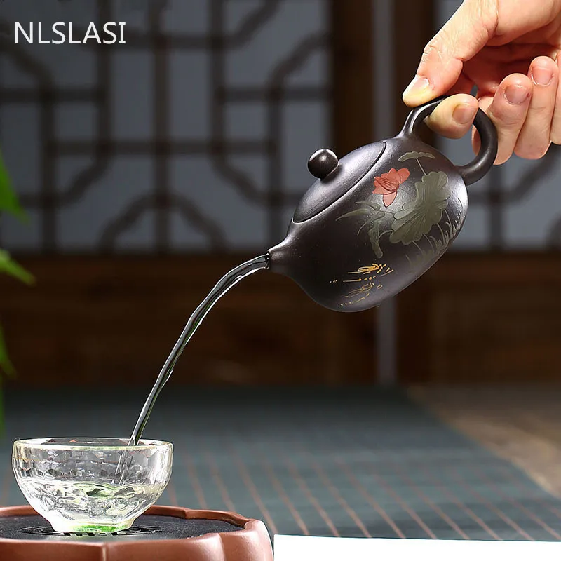 NLSLASI Yixing фиолетовый песок xi shi чайник ручной работы zisha руда грязевой чайный набор