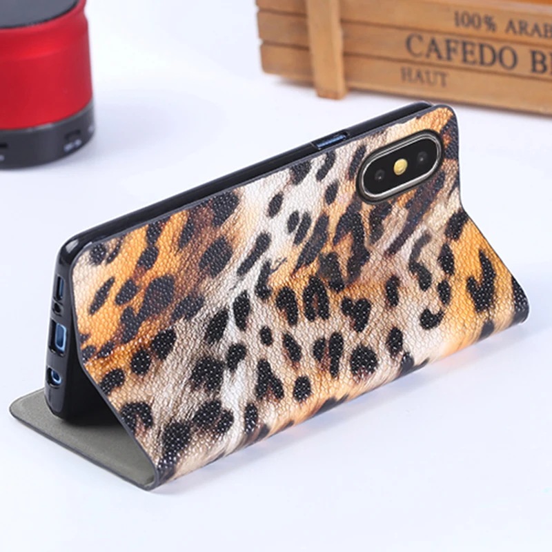 

Flip cheetah texture phone case For iPhone 6 6s 6 Plus 6s Plus 7 7 Plus 8 8 Plus X Xr Xs Max case