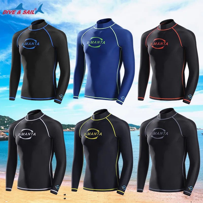 DIVE & SAIL мужские костюмы с длинным рукавом для дайвинга из лайкры UPF 50 + рашгарды