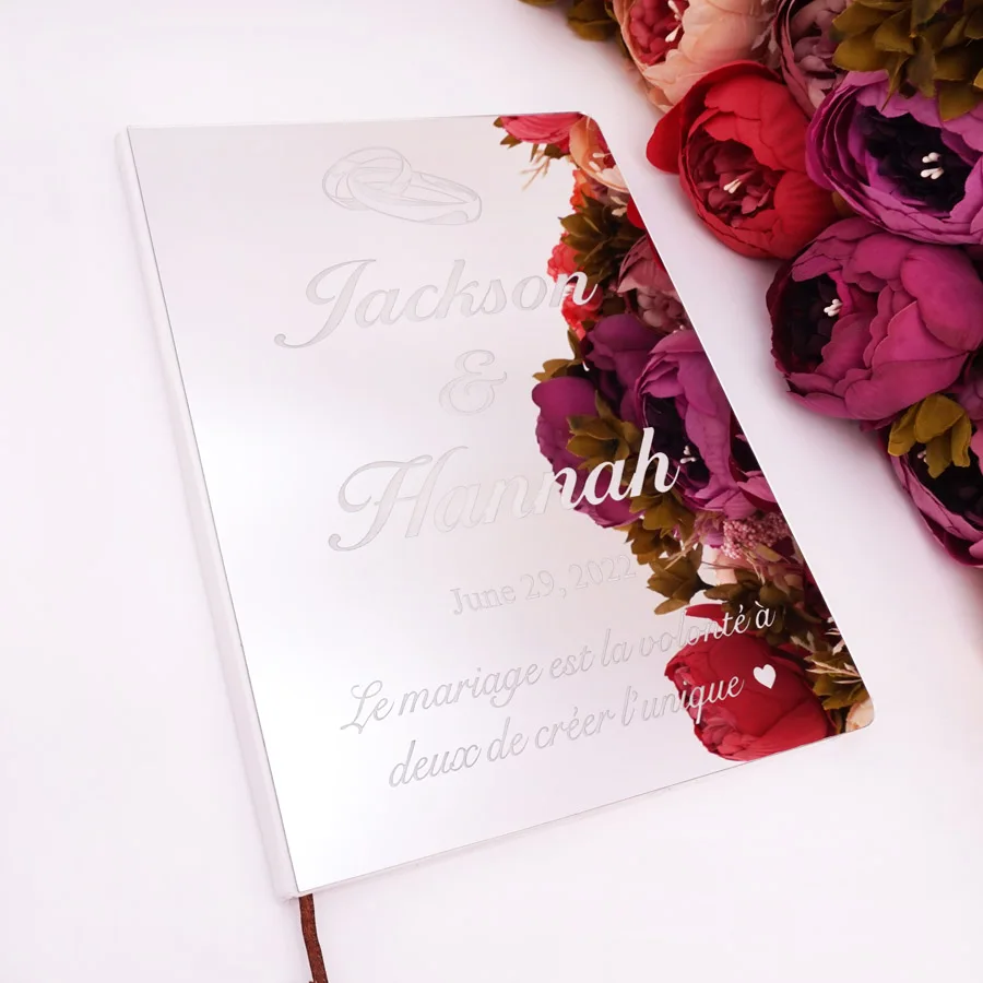 Индивидуальная акриловая книга для гостей с гравировкой свадебные подарки на