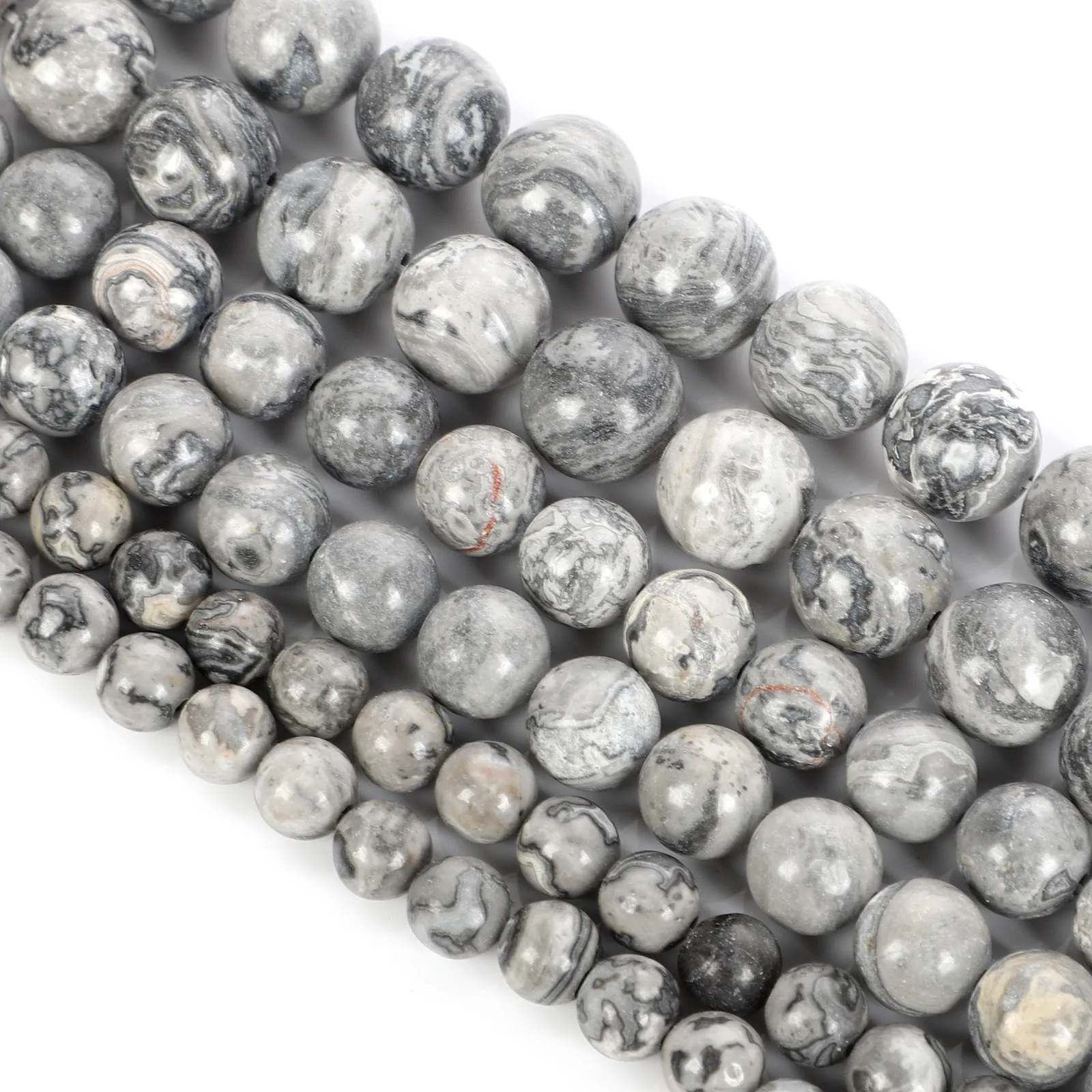 Бусины из натурального камня серый картон круглые бусины-разделители россыпью