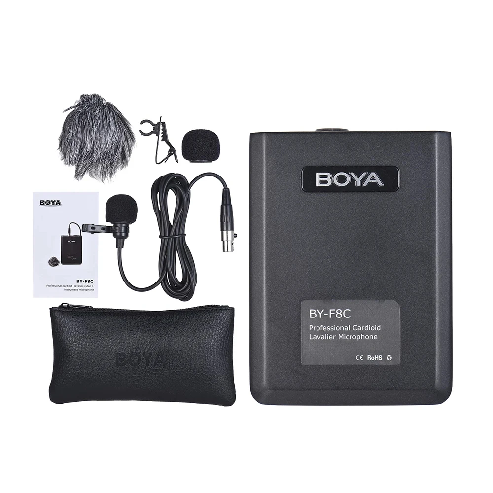Кардиоидный петличный микрофон BOYA BY F8C Professional XLR для цифровой зеркальной камеры Sony Panasonic видеокамера