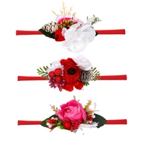 2020 new year hair accessories for baby girls headbands christmas floral flowers hairband natal party kids headwear infant bow