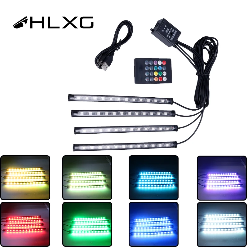 HLXG 4x RGB пульт дистанционного управления полосы света светодиодный Автомобильная