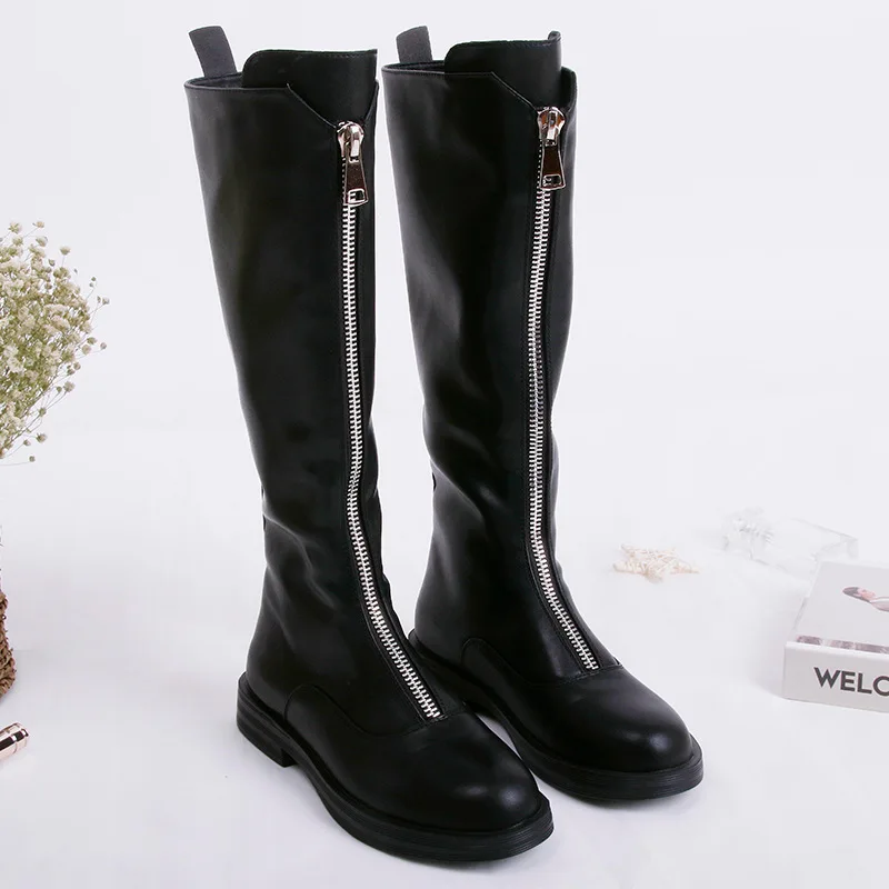 Модные женские ботфорты на платформе с круглым носком водонепроницаемые высокие