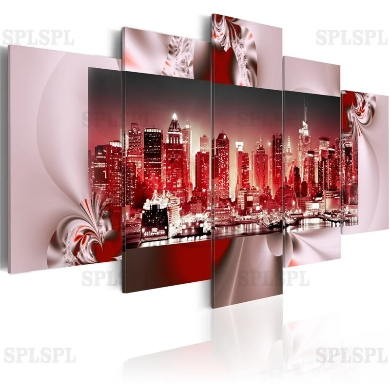 Декоративные плакаты и принты города Нью-Йорк 5 шт. Современная Картина на холсте