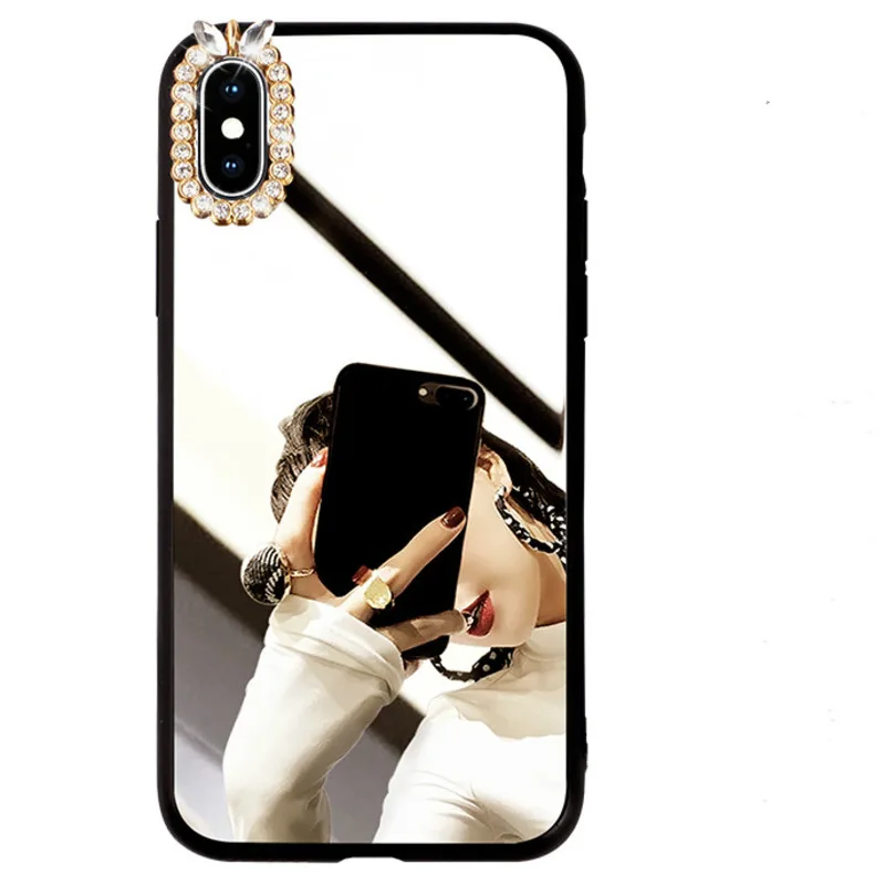 Роскошное блестящее алмазное глянцевое стекло для макияжа iPhone 12 Mini 11 Pro X XR XS MAX