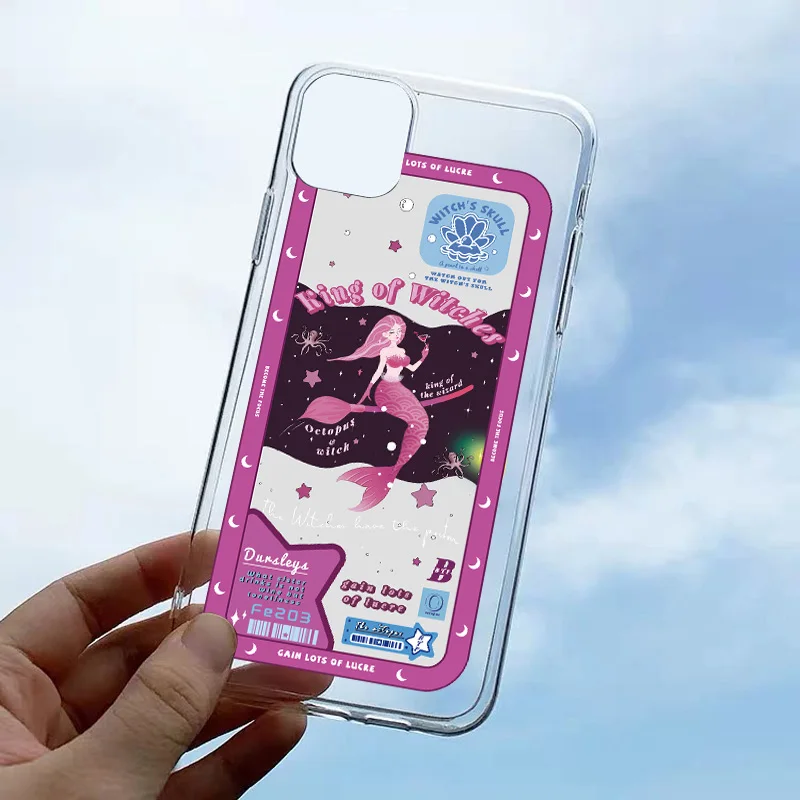 

Mermaid Princess Clear Phone Case For iPhone 12 mini 11 pro max 6S 7 8 Plus SE 2020 XS XR XS Max Soft Transparent Cover Fundas