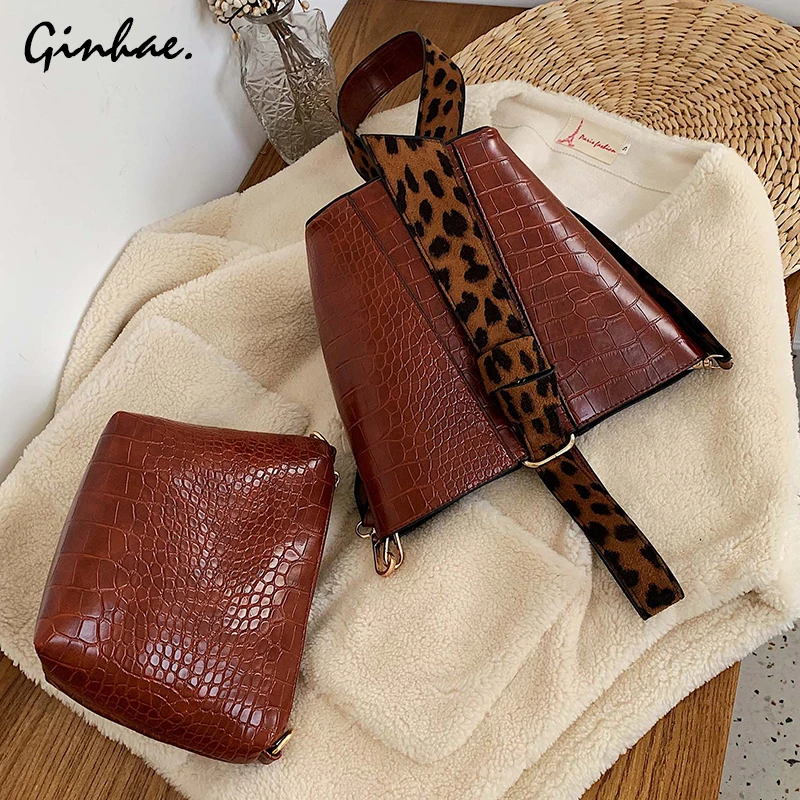 Винтаж 2 шт./компл. сумки на плечо Для женщин кожи с крокодиловым узором Сумки из