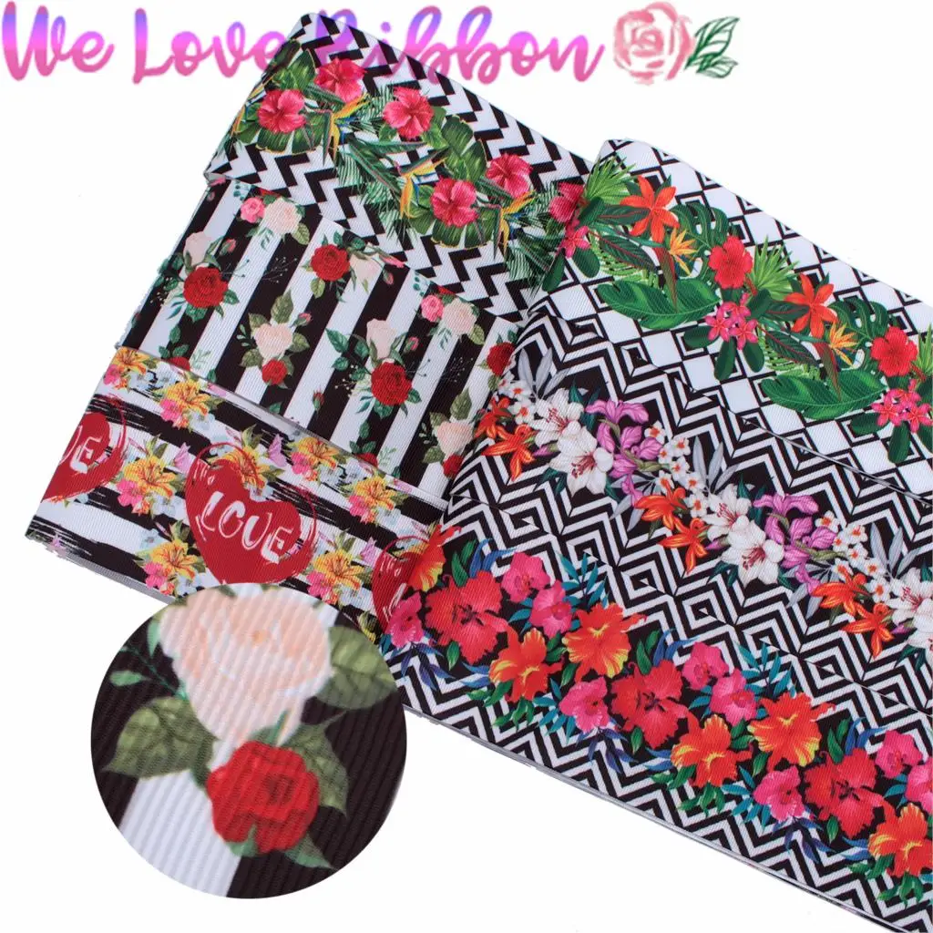 16 мм 75 Цветочная серия Геометрическая Волнистая Полоса красная Роза печатная