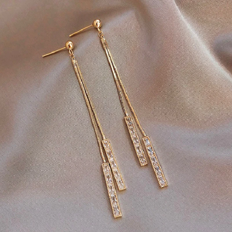 

Fashion S925 Needle Long Tassel Dangle Earrings for Women Creative Design Luxury Jewelry Micro-inlaid High Quality AAA Zircon