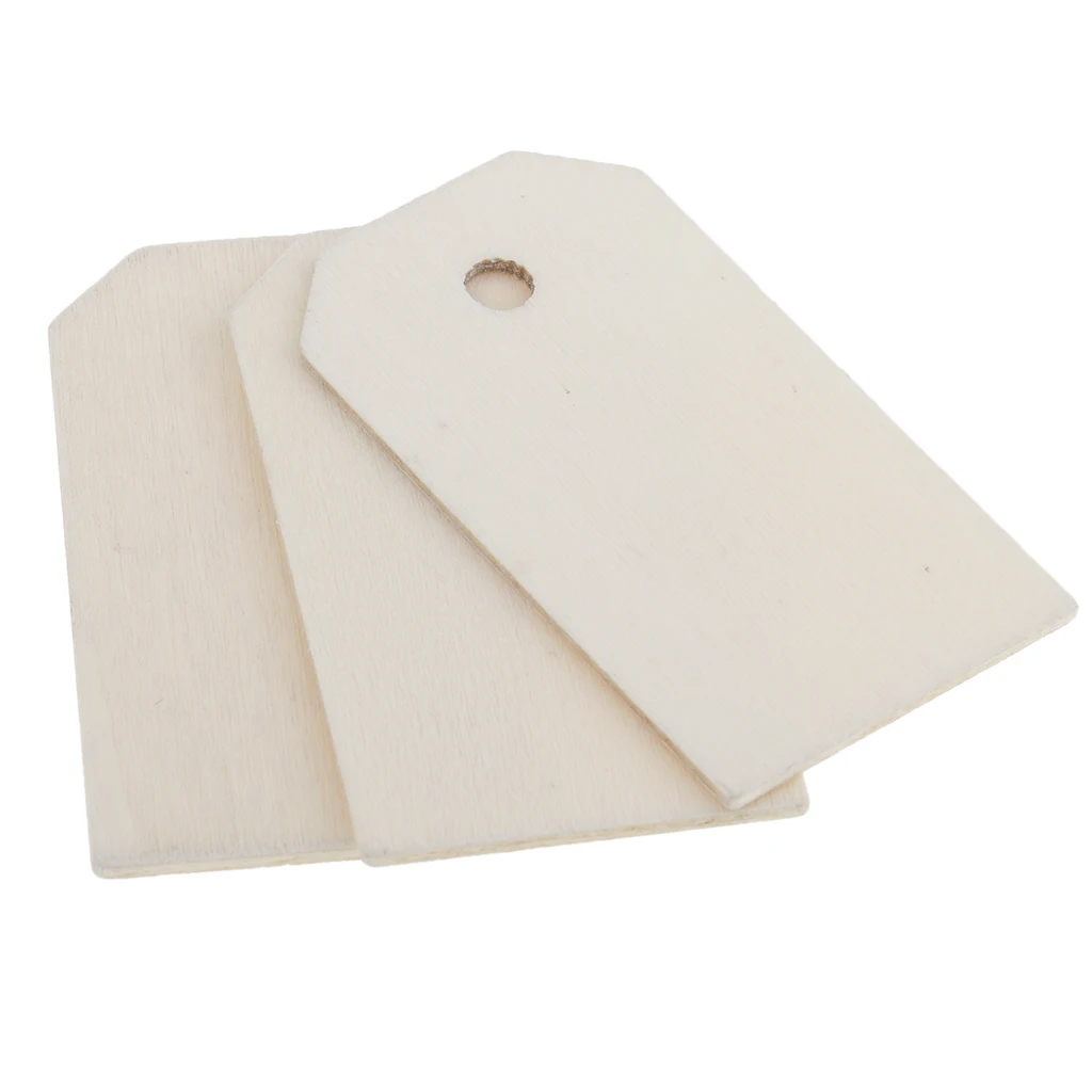 

50Pcs Blank Rectangle Wooden Hanging Tags Wood Pieces Pendants Ornaments with