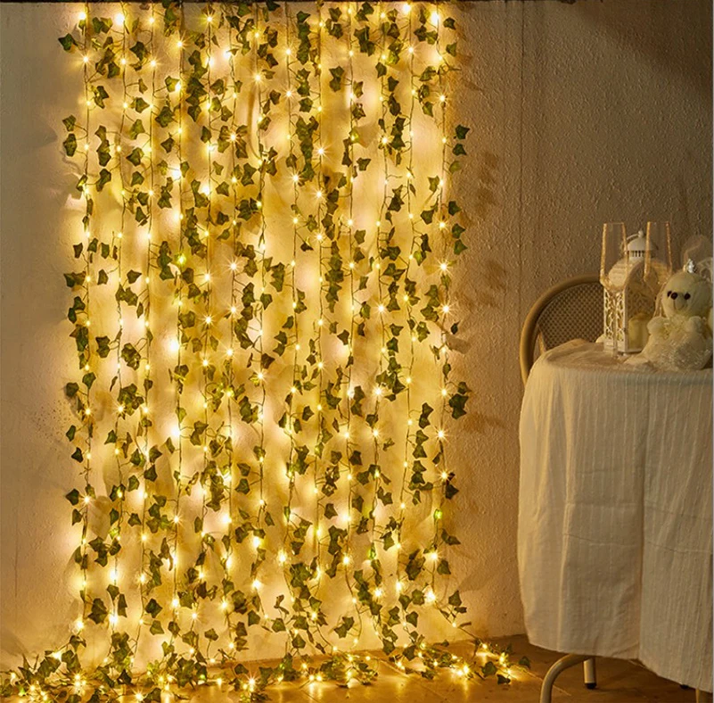 

2M/5M LED Solar Artificial Ivy String Lights Outdoor Garden Leaf Garland Fairy Light for Terrace,Patio Yard Trees,Wedding Decor