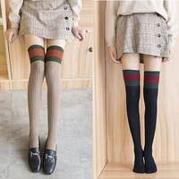 autum winter cotton warm loose solid color new two bar fashion women knee socks stockings thick %ef%bc%88 inter cotton blends 55cm