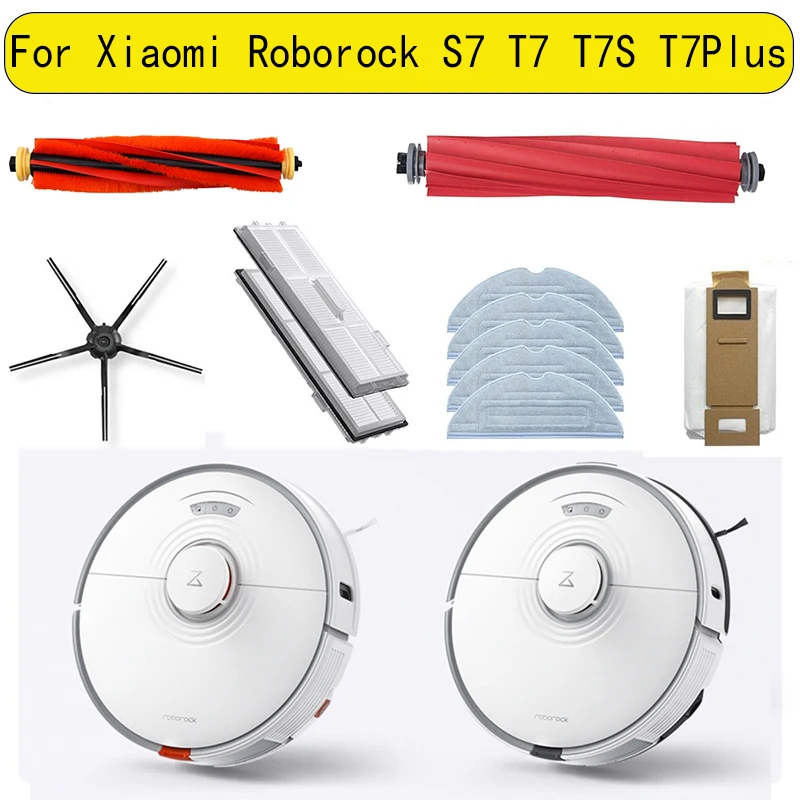 

Аксессуары для пылесоса Xiaomi Roborock S7, T7, T7S, T7Plus, моющийся фильтр, съемная основная щетка, Швабра, ткань, боковая щетка и т. д.