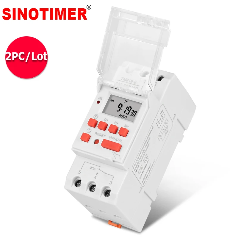 

2PC/Lot SINOTIMER 30AMP Load 220V Programmable Digital TIMER SWITCH Time Relay for High Power Load LED Lighting