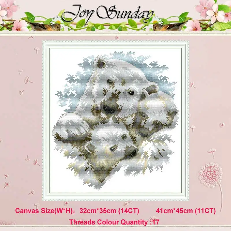 Polar bear family Полярный Медведь Тигр семья Счетный 11CT 14CT набор крестиков DIY DMC Китайский Набор для вышивания крестиком рукоделие домашний декор - Цвет: Polar bear family
