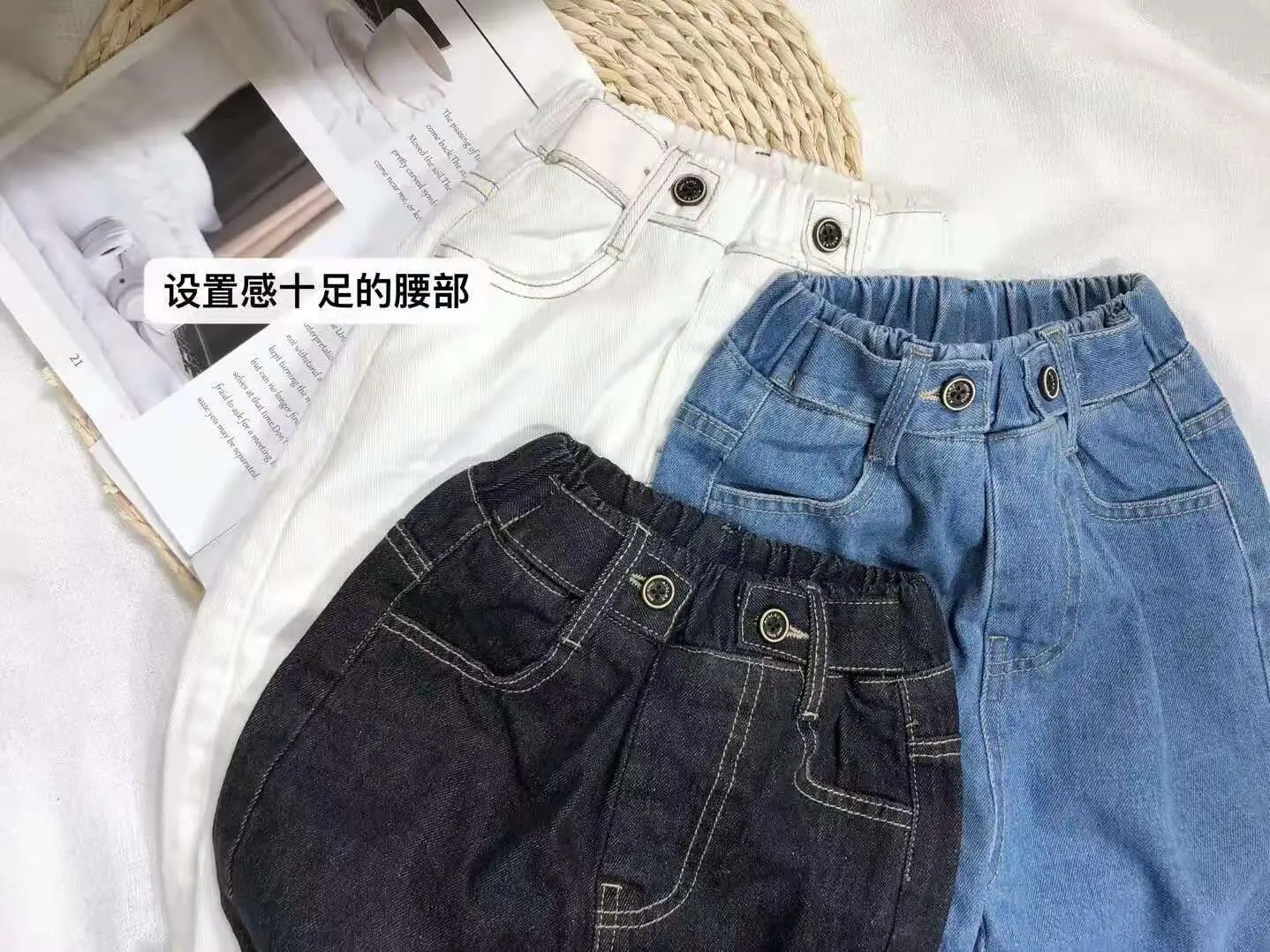 

Children's trousers wholesale 2020 girls plus velvet jeans in the big boy thicker pants children's warm pants