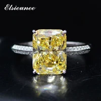 elsieunee 100 925 sterling silver wedding engagement rings for women white gold color citrine diamonds gemstone fine jewelry