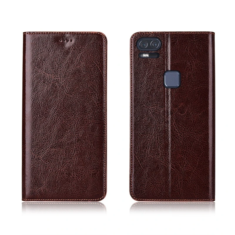 Genuine Leather Magnetic Phone Case Stand Flip Cover For Asus ZenFone 3 Zoom ZE553KL Funda | Мобильные телефоны и