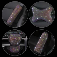 crystal car seat belt cover pad neck pillow waist support steering wheel cover auto interior accessories