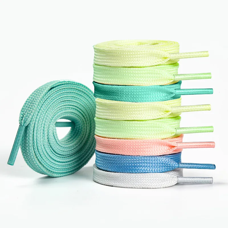 50 Pairs/Lot Luminous Shoelaces Athletic Sport Flat Canvas Shoe Laces Glow In The Dark Night Color Candy Color Shoelace