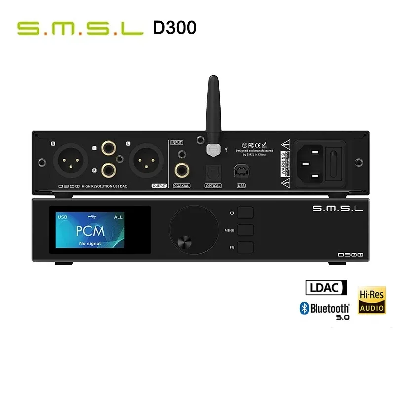 SMSL D300 Bluetooth 5,0 декодер DAC ROHM BD34301EKV чип XMOS DSD512 PCM768KHZ LDAC декодер с дистанционным управлением XLR/RCA выход
