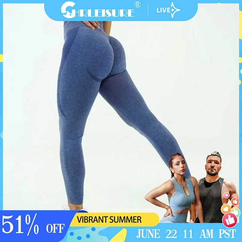Женские спортивные Леггинсы CHRLEISURE бесшовные леггинсы с высокой талией и