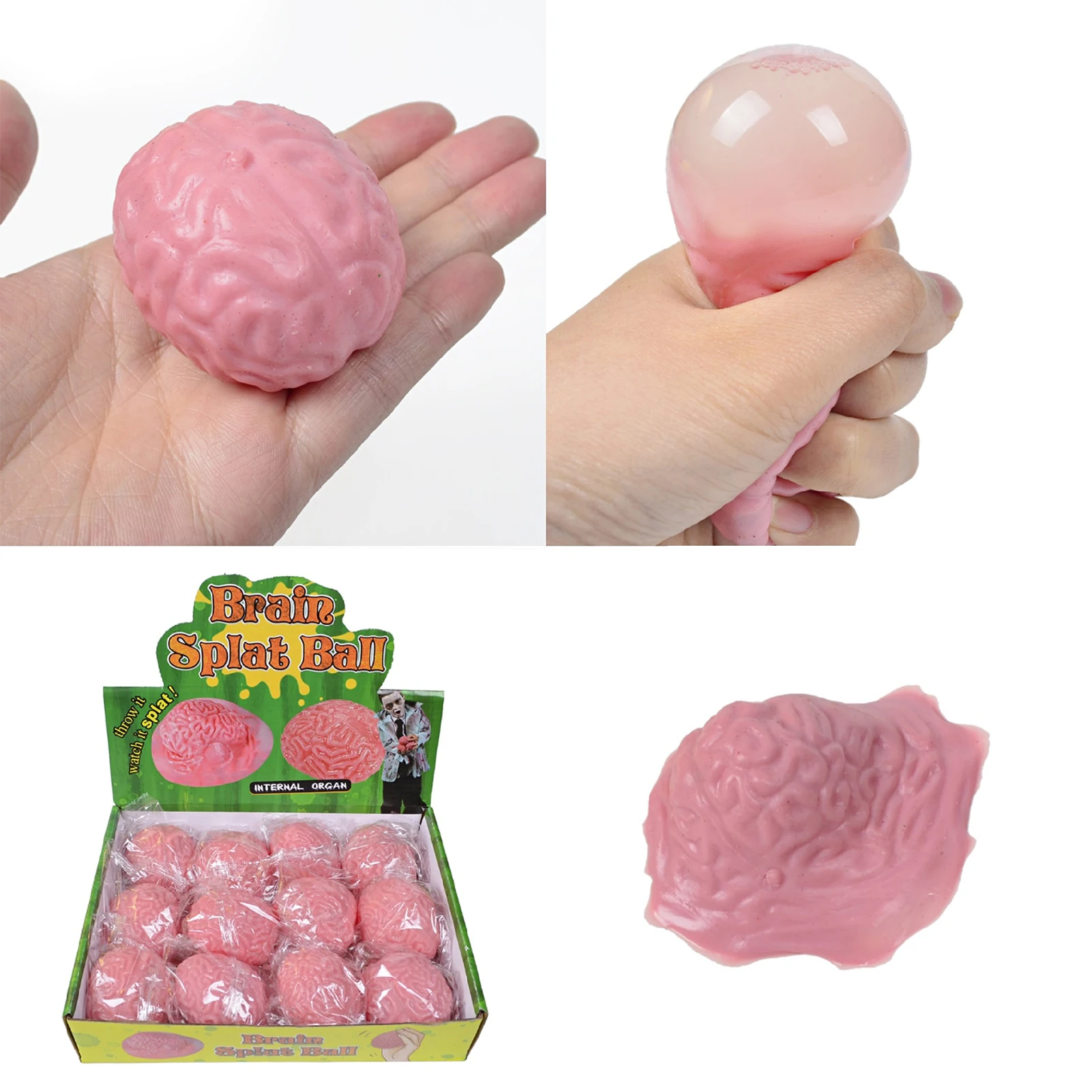 

New Sticky Splat Tomato Squeeze Toy Brain Shape Rubber Antistress Reliever Squeezes Ball Funny Toy Soft Stress Relief For Kids