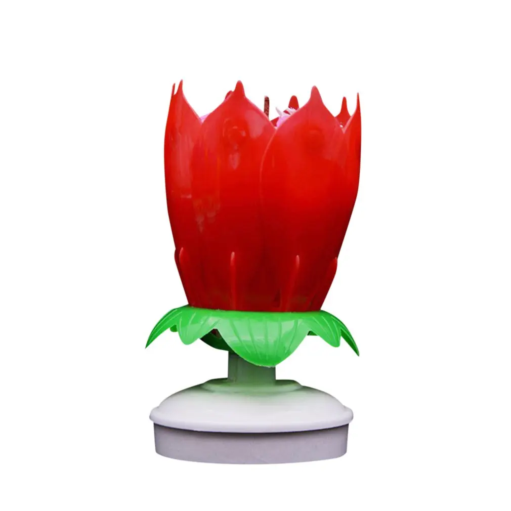 Вращающийся Цветок лотоса музыка день рождения свеча цветок вечеринка