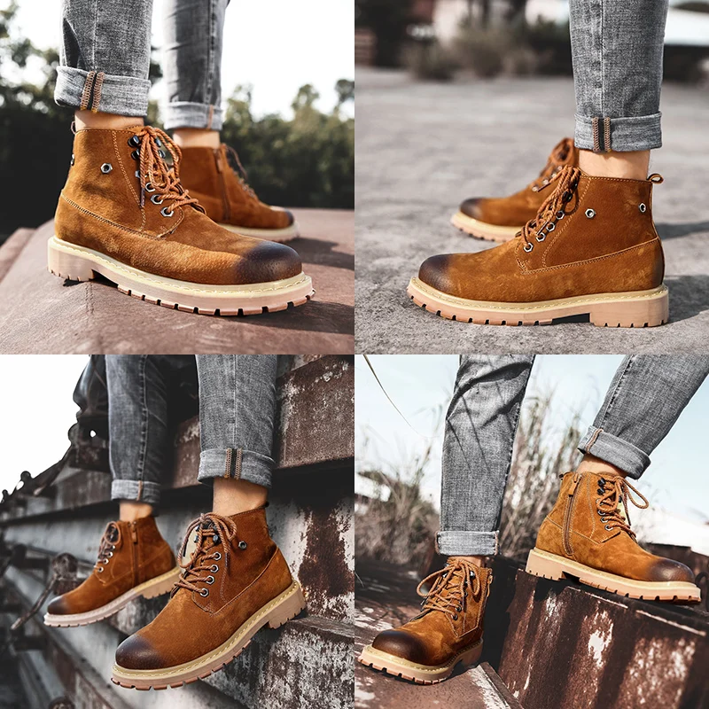 Мужские ботинки повседневная обувь из высококачественной кожи сезон осень зима
