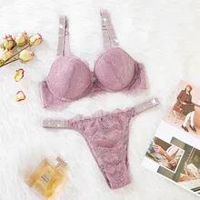 2 pcs Luxury Underwear Set Sexy Lingerie Transparent Womens Bra Underwire pink Panty Bra Sets Lace Underwear Lingerie for woman