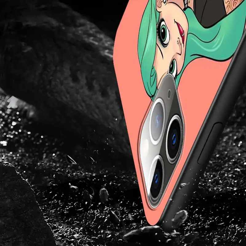 For Apple iPhone 12 11 Pro Max mini Case Disney Princess Tattoo For iPhone Max XR X 8 7 6 Plus 5S SE Black Phone Case