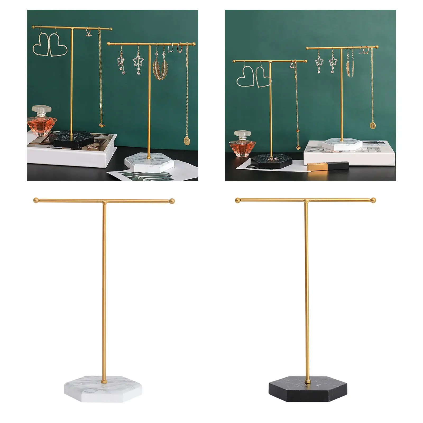 Metal Earring Display Stand T-shaped Earrings Ring Necklace Jewelry Organizer T-bar Watch Showing Shelf Holder Rack | Украшения и