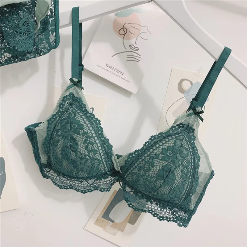 

Hjwsfdcai French Triangle Cup Bra Sexy Lace Bras Women's Underwear Large Size Bowknot Net Yarn Underwear No Underwire Lingerie
