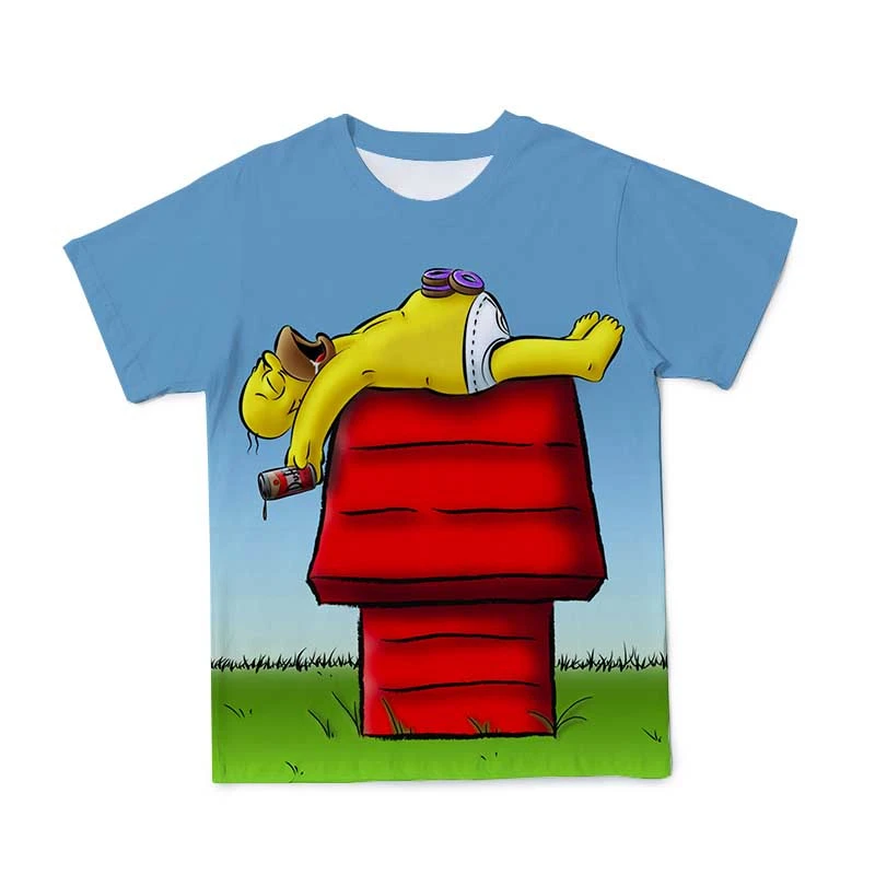 

2021 Men's Summer New 3D Simpsons Cartoon Cute Print T-Shirt Fun Creative Comics Short Sleeve Round Neck Top Parent-Child Wear