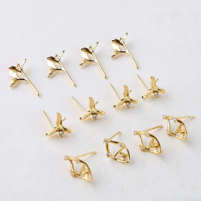 

10pcs/lot Copper zircon irregular geometric fish tail Earrings Base Connectors DIY making earrings jewelry accessories