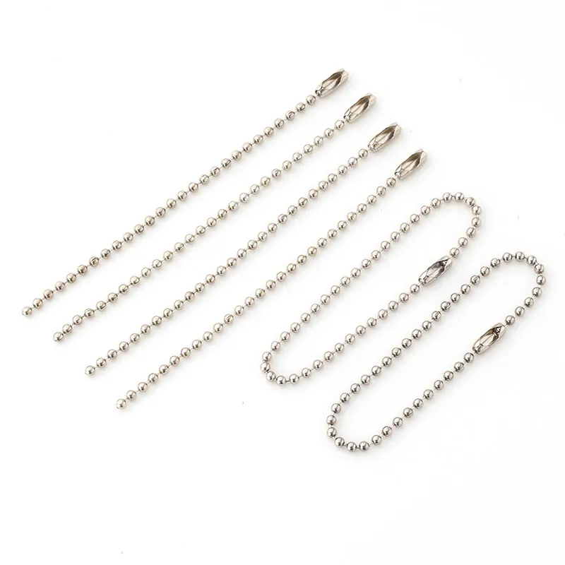 20/100pcs White Round Ball Bead  Copper Metal 10/12/15cm Length Dog Tag Bulk Chains With Connector For DIY Pendant Jewelry