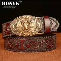 classical designer sheep head bucke belt genuine leather belt for men