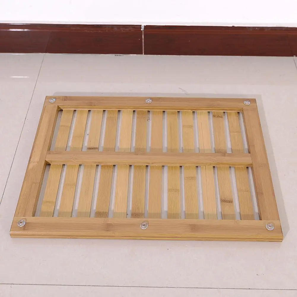

Bamboo Floor Bath Mat Wood Color Eco-friendly Bathroom Indoor Accessories